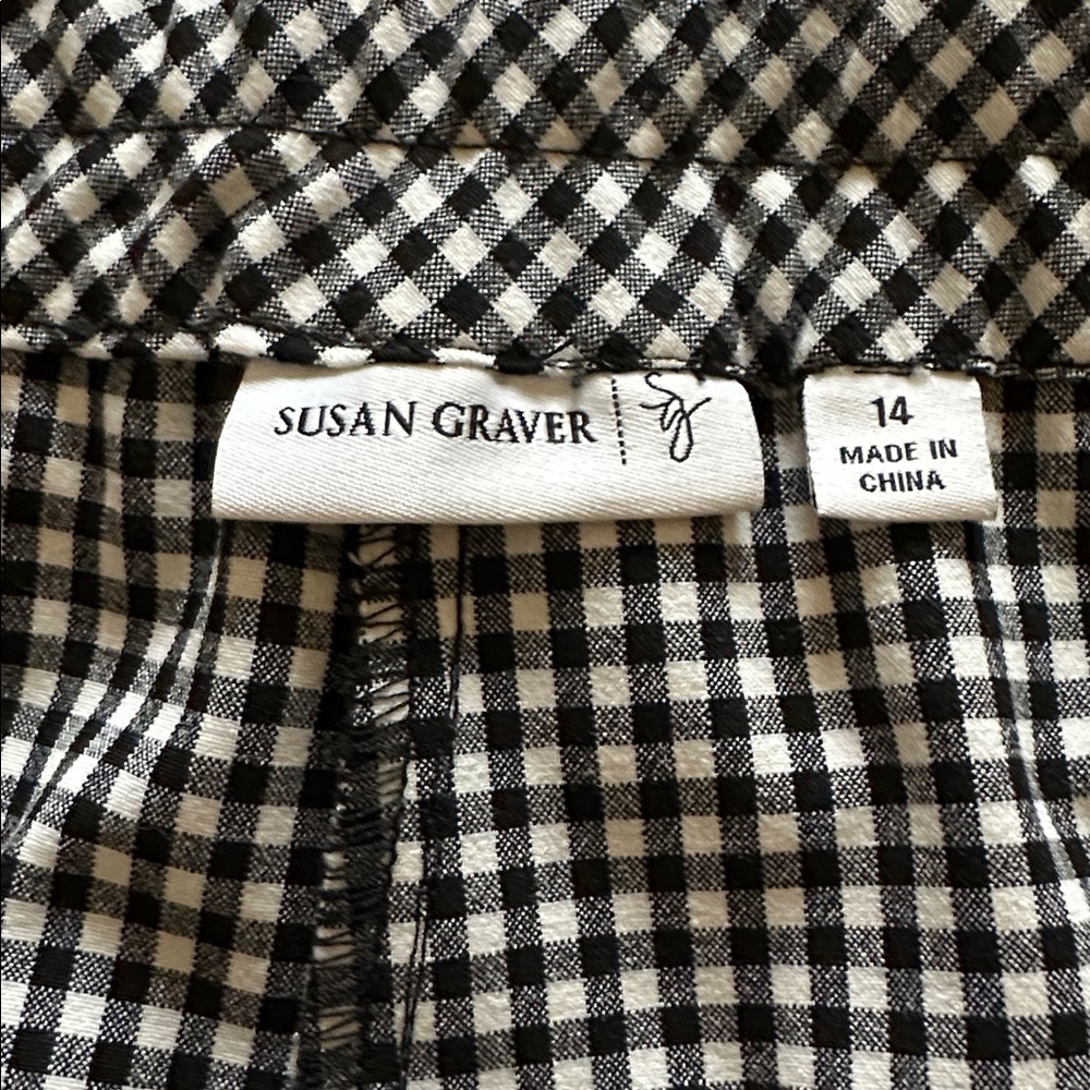 Susan Graver Black and White Checkered Pants - Picture 5 of 6